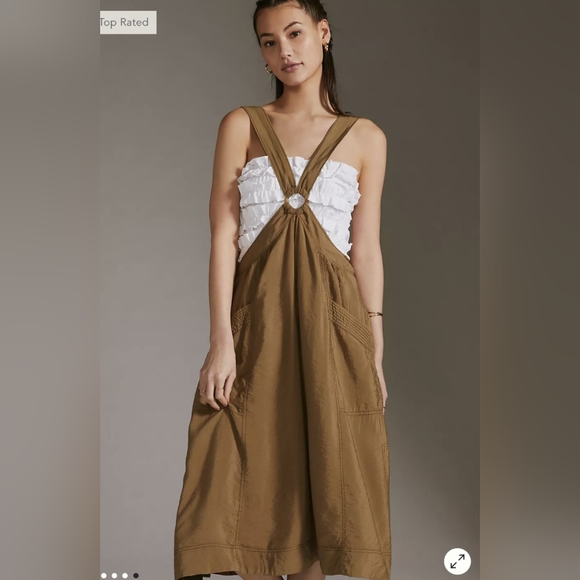 Pilcro Dresses & Skirts - Anthropologie Pilcro a-line utility pinafore midi  dress